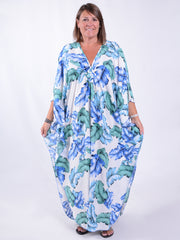 Blue and Green Feathers Kaftan - KAF46