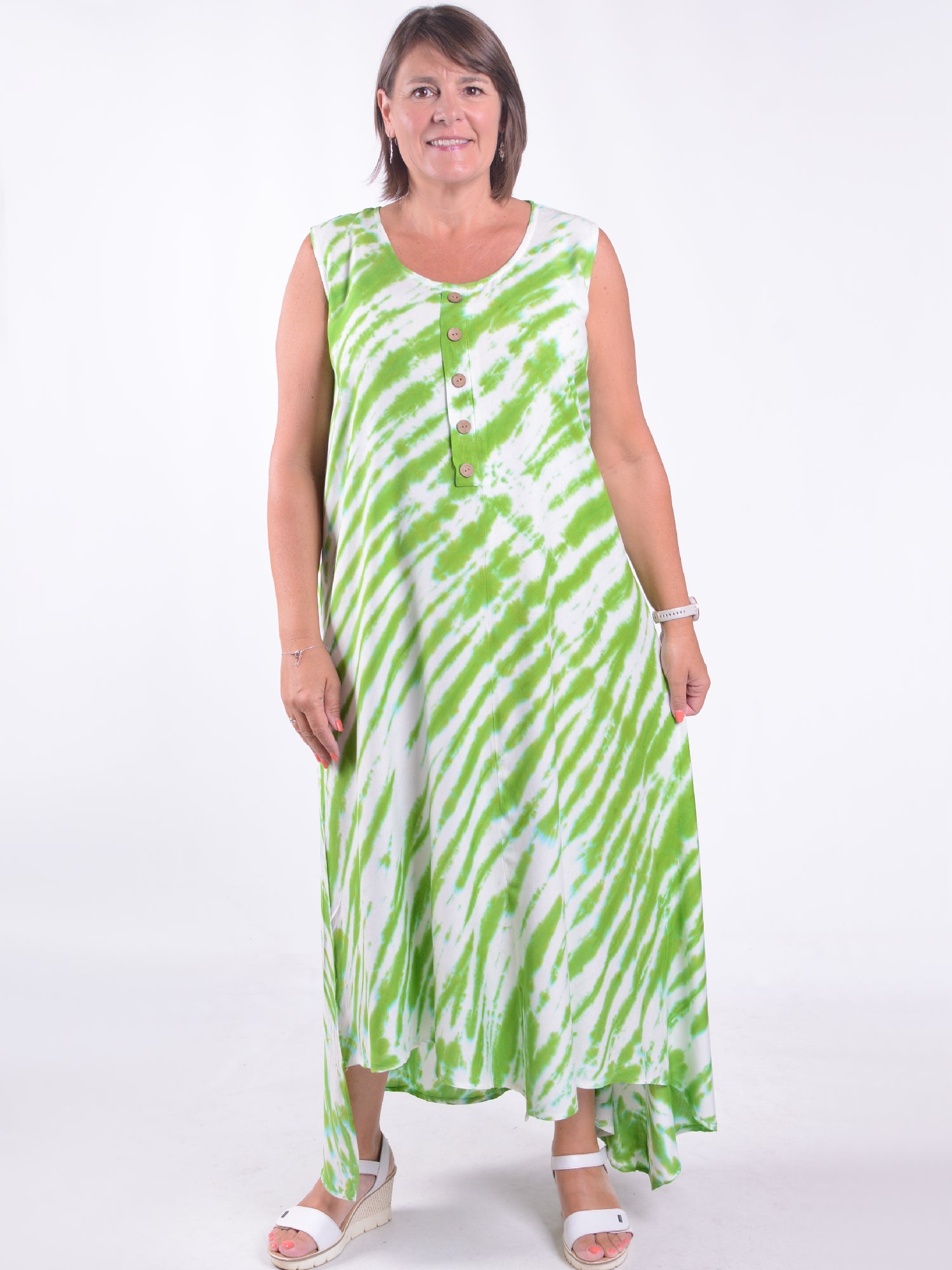 Lagenlook Asymmetric Tie Dye Dress - VF8006, , Pure Plus Clothing, Lagenlook Clothing, Plus Size Fashion, Over 50 Fashion
