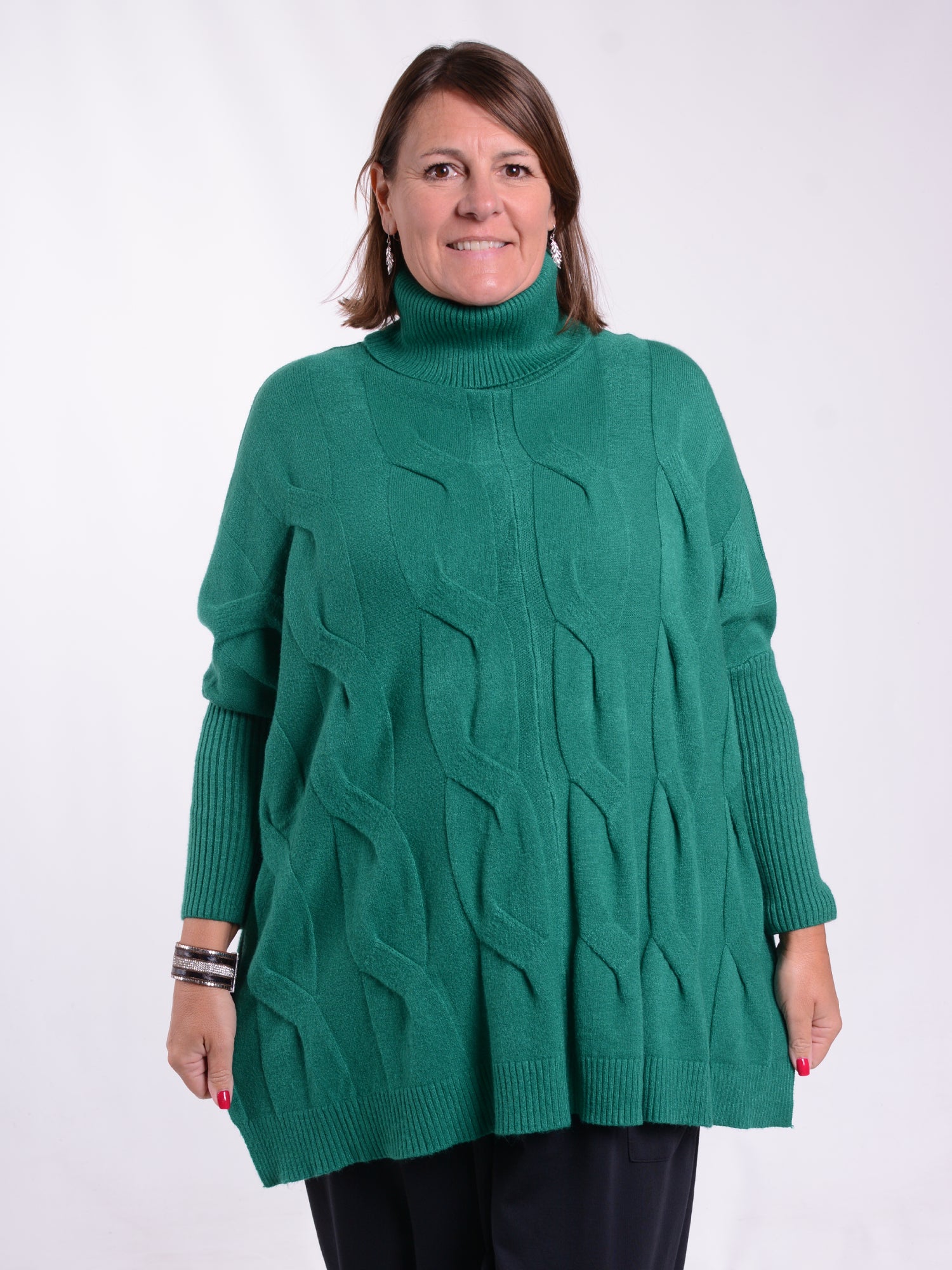 Soft Cable Knit Roll Neck Jumper - CAB, , Pure Plus Clothing, Lagenlook Clothing, Plus Size Fashion, Over 50 Fashion