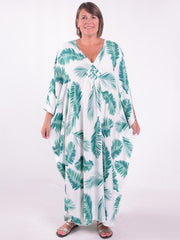 Kaftan Feathers GREEN - KAF20, , Pure Plus Clothing, Lagenlook Clothing, Plus Size Fashion, Over 50 Fashion
