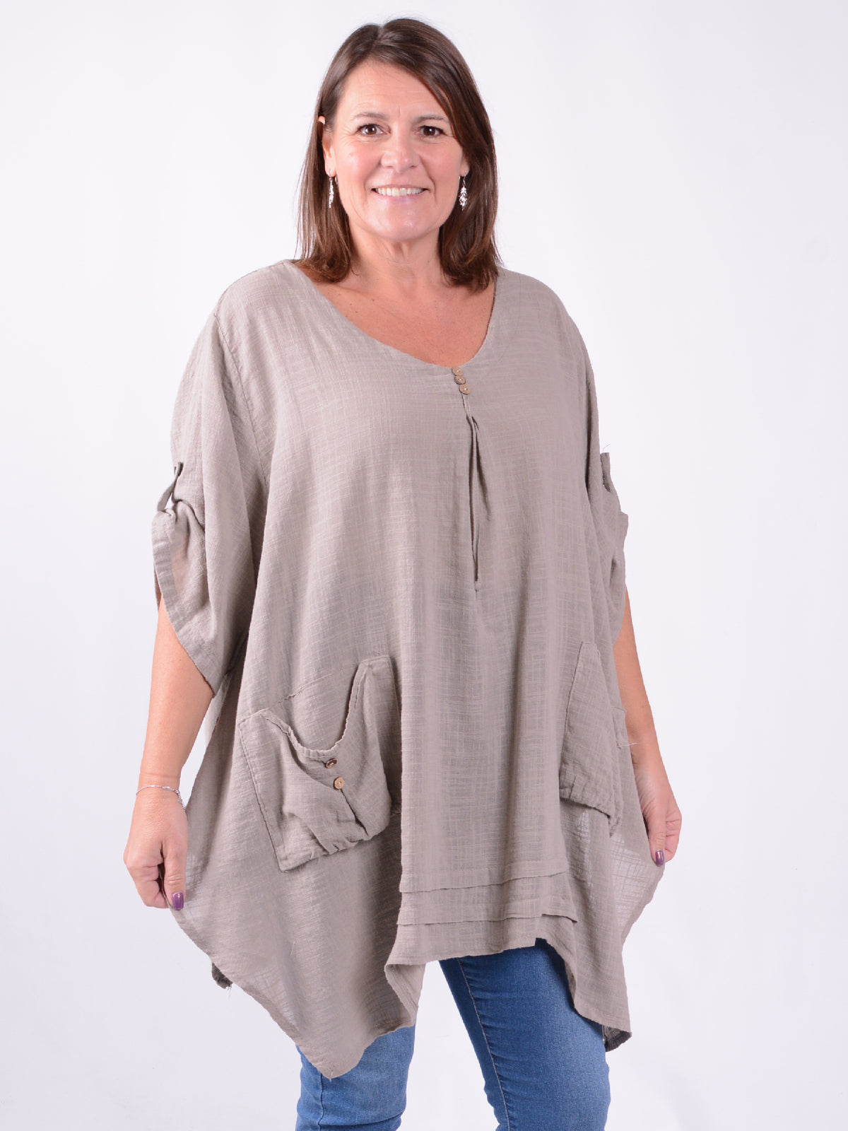 Lagenlook Pocket Detail Tunic Top - 9266, , Pure Plus Clothing, Lagenlook Clothing, Plus Size Fashion, Over 50 Fashion