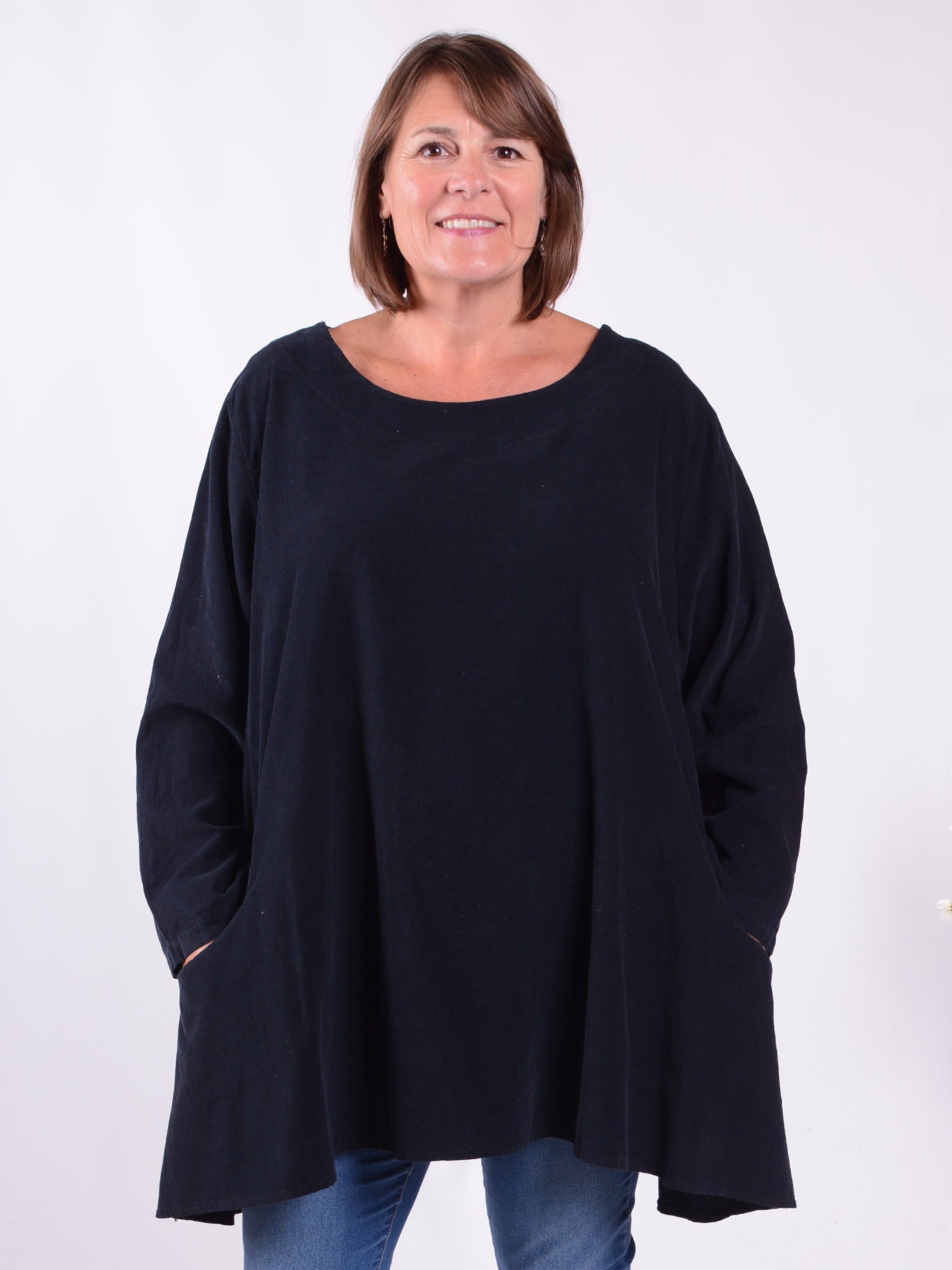 Cotton Tunic Top With Pockets - PIN, , Pure Plus Clothing, Lagenlook Clothing, Plus Size Fashion, Over 50 Fashion