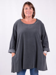Cotton Tunic Top With Pockets - PIN, , Pure Plus Clothing, Lagenlook Clothing, Plus Size Fashion, Over 50 Fashion