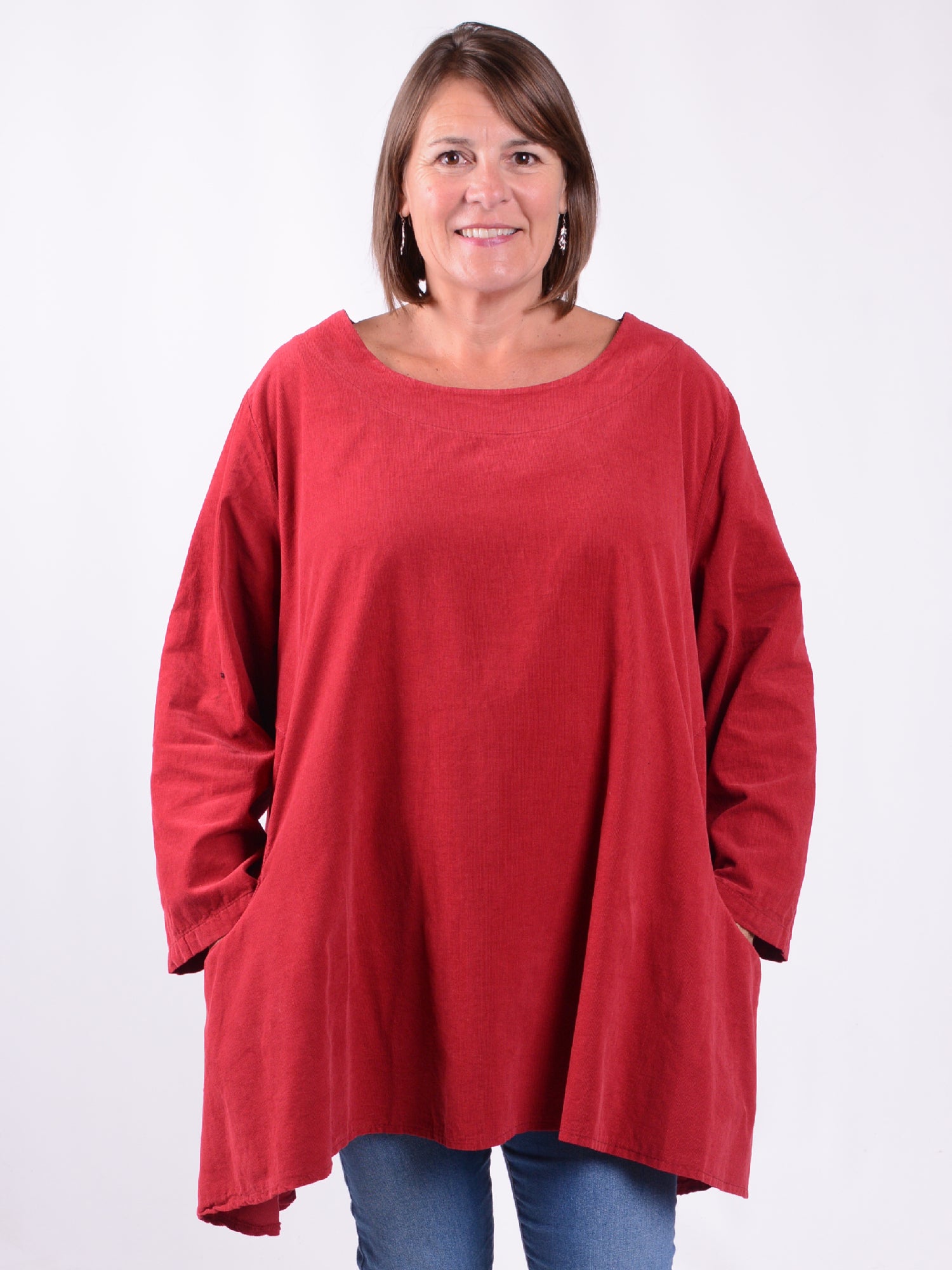 Cotton Tunic Top With Pockets - PIN, , Pure Plus Clothing, Lagenlook Clothing, Plus Size Fashion, Over 50 Fashion
