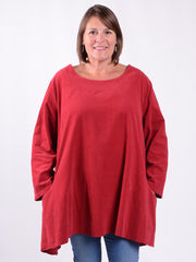 Cotton Tunic Top With Pockets - PIN, , Pure Plus Clothing, Lagenlook Clothing, Plus Size Fashion, Over 50 Fashion