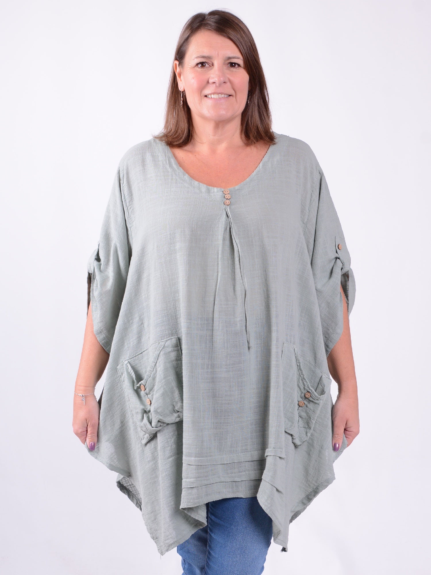 Lagenlook Pocket Detail Tunic Top - 9266, , Pure Plus Clothing, Lagenlook Clothing, Plus Size Fashion, Over 50 Fashion