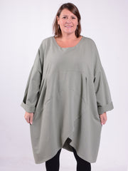 Lagenlook Long Tunic Dress Cotton - 13185, , Pure Plus Clothing, Lagenlook Clothing, Plus Size Fashion, Over 50 Fashion