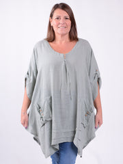 Lagenlook Pocket Detail Tunic Top - 9266, , Pure Plus Clothing, Lagenlook Clothing, Plus Size Fashion, Over 50 Fashion