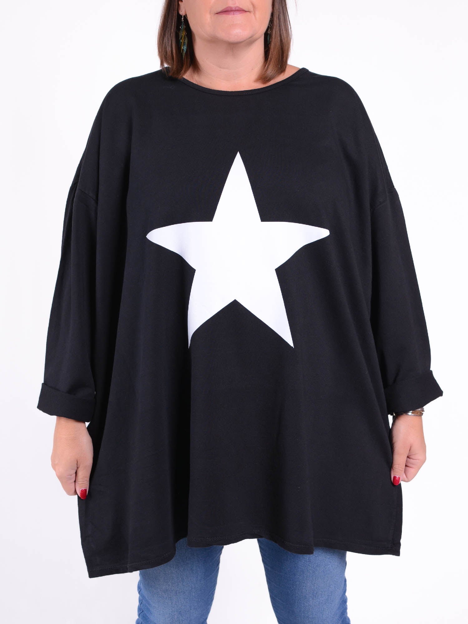 Oversized Star Sweatshirt - 9482S, Tops & Shirts, Pure Plus Clothing, Lagenlook Clothing, Plus Size Fashion, Over 50 Fashion