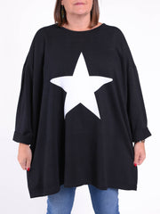 Oversized Star Sweatshirt - 9482S, Tops & Shirts, Pure Plus Clothing, Lagenlook Clothing, Plus Size Fashion, Over 50 Fashion