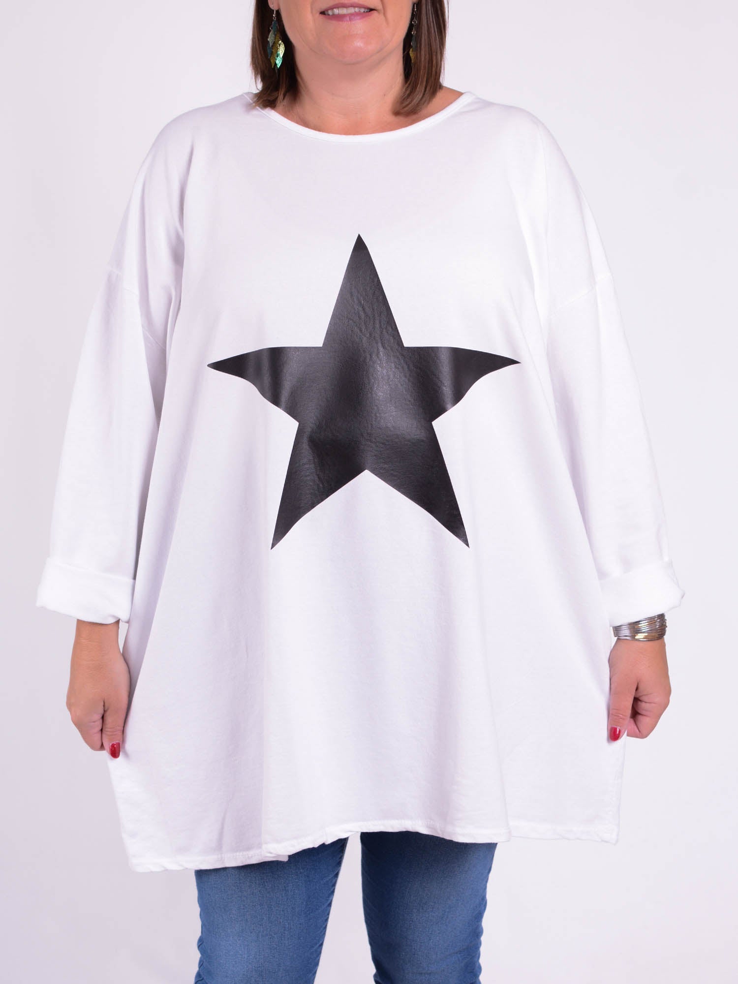 Oversized Star Sweatshirt - 9482S, Tops & Shirts, Pure Plus Clothing, Lagenlook Clothing, Plus Size Fashion, Over 50 Fashion