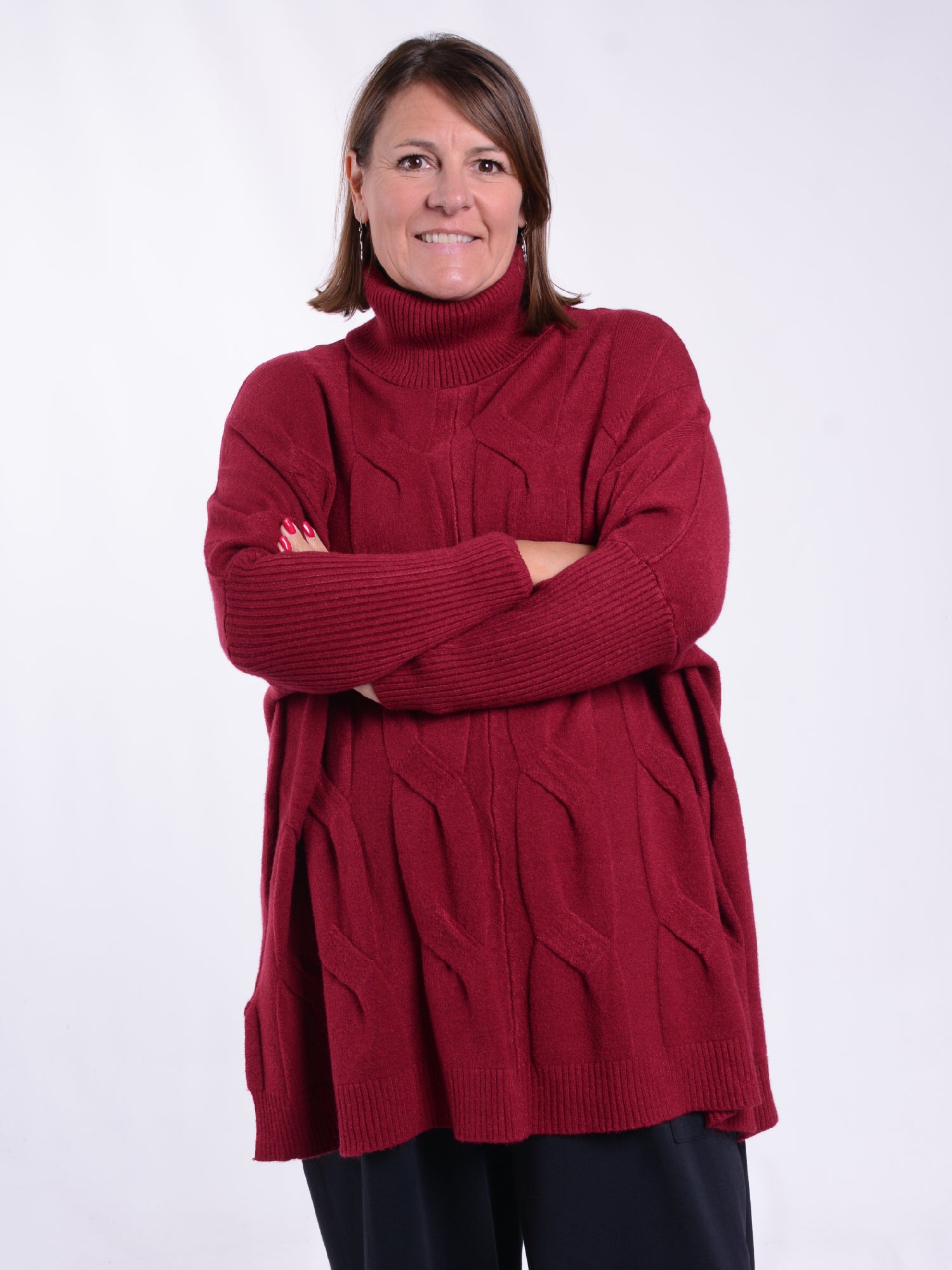 Soft Cable Knit Roll Neck Jumper - CAB, , Pure Plus Clothing, Lagenlook Clothing, Plus Size Fashion, Over 50 Fashion