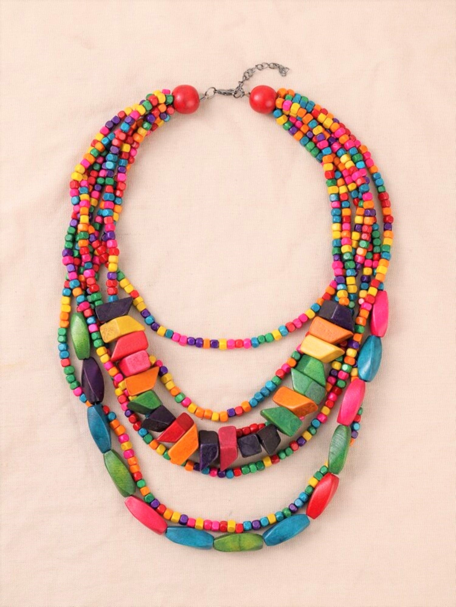 Lagenlook Quirky Wooden Multi strand necklace - 67731, Necklaces & Pendants, Pure Plus Clothing, Lagenlook Clothing, Plus Size Fashion, Over 50 Fashion