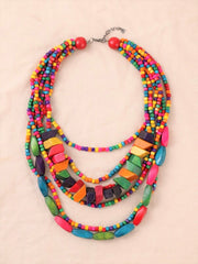Lagenlook Quirky Wooden Multi strand necklace - 67731, Necklaces & Pendants, Pure Plus Clothing, Lagenlook Clothing, Plus Size Fashion, Over 50 Fashion