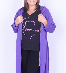OCTAVIA - Long Cotton Hooded Zip up Jacket - 9821 - Pure Plus Clothing