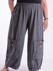 Linen Trousers with button pockets - 10034, Trousers, Pure Plus Clothing, Lagenlook Clothing, Plus Size Fashion, Over 50 Fashion