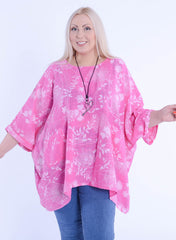 Lagenlook Oversized Cotton Tunic - 10077 FLORAL, Tops & Shirts, Pure Plus Clothing, Lagenlook Clothing, Plus Size Fashion, Over 50 Fashion