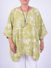Lagenlook Oversized Cotton Tunic - 10077 FLORAL, Tops & Shirts, Pure Plus Clothing, Lagenlook Clothing, Plus Size Fashion, Over 50 Fashion