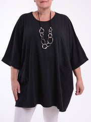 Lagenlook Oversized Jersey Cotton Tunic -10077C PLAIN, Tops & Shirts, Pure Plus Clothing, Lagenlook Clothing, Plus Size Fashion, Over 50 Fashion