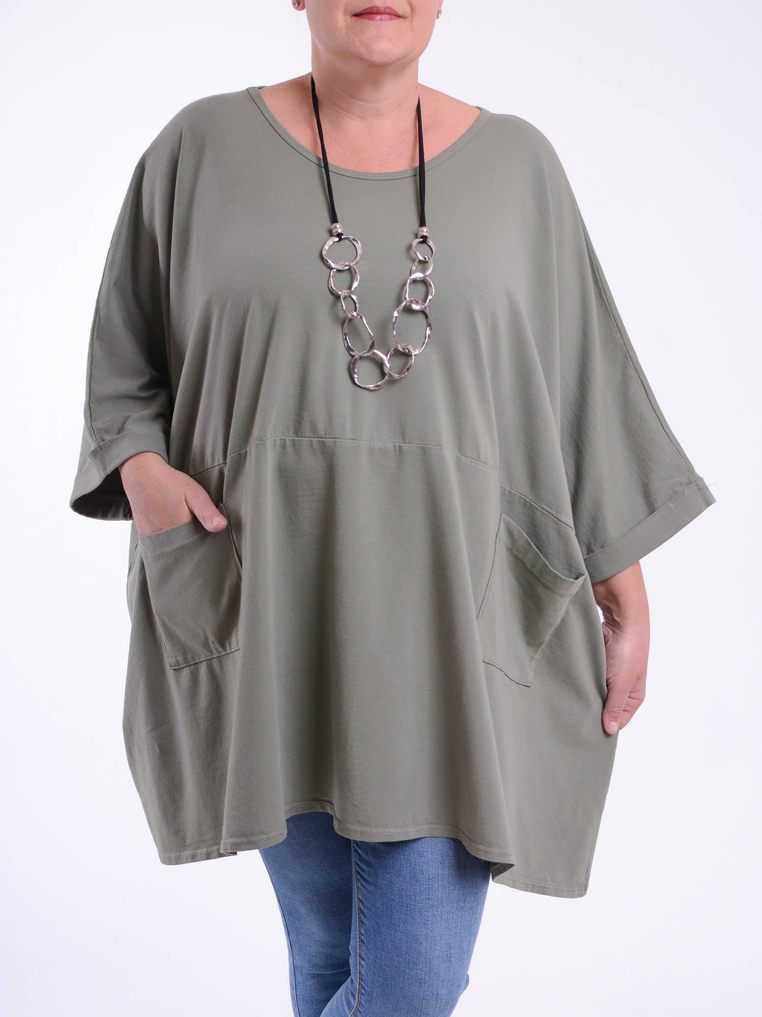 Lagenlook Oversized Jersey Cotton Tunic -10077C PLAIN, Tops & Shirts, Pure Plus Clothing, Lagenlook Clothing, Plus Size Fashion, Over 50 Fashion
