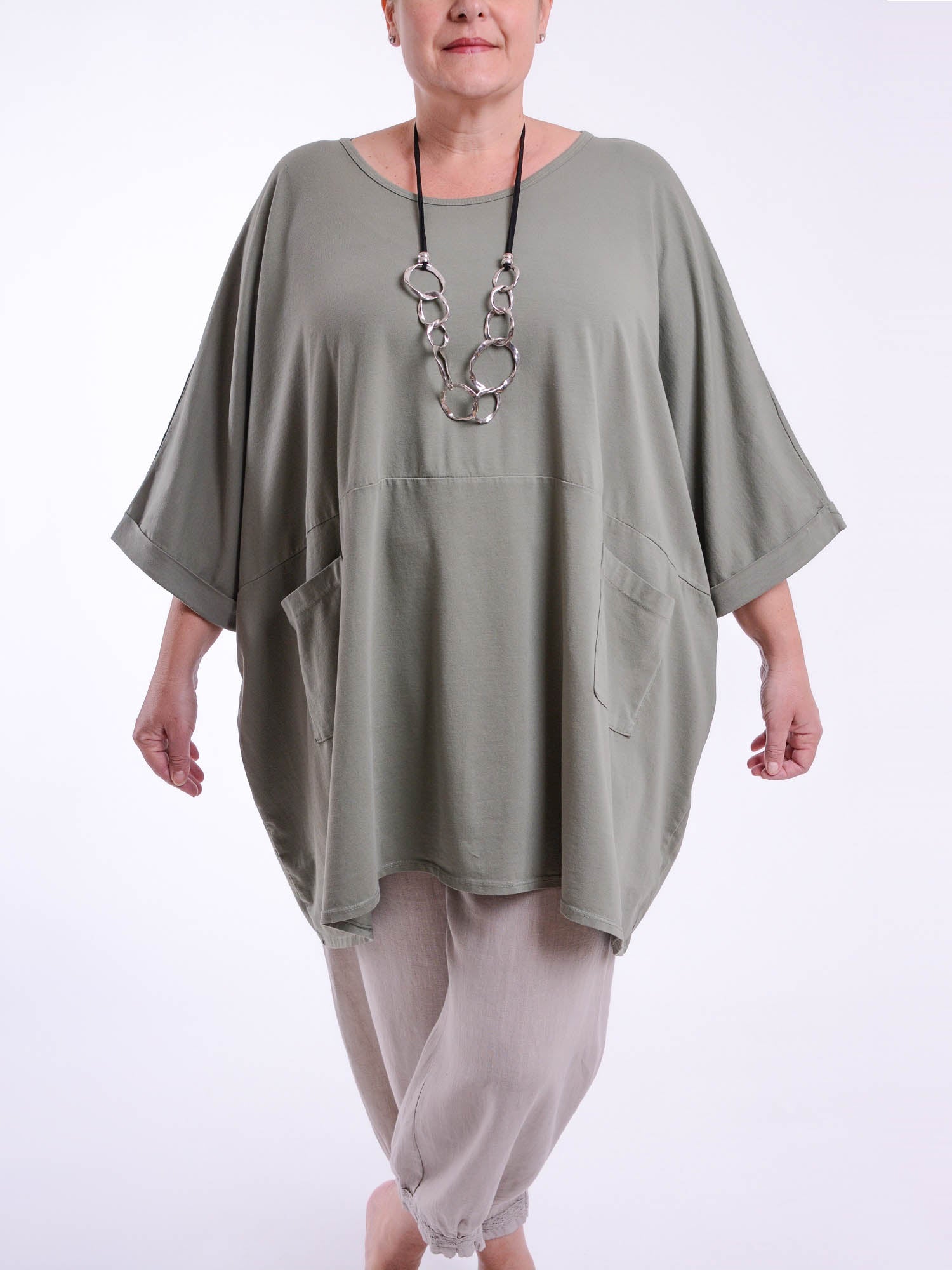 Lagenlook Oversized Jersey Cotton Tunic -10077C PLAIN, Tops & Shirts, Pure Plus Clothing, Lagenlook Clothing, Plus Size Fashion, Over 50 Fashion