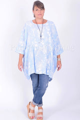 Lagenlook Oversized Cotton Tunic - 10077 FLORAL, Tops & Shirts, Pure Plus Clothing, Lagenlook Clothing, Plus Size Fashion, Over 50 Fashion