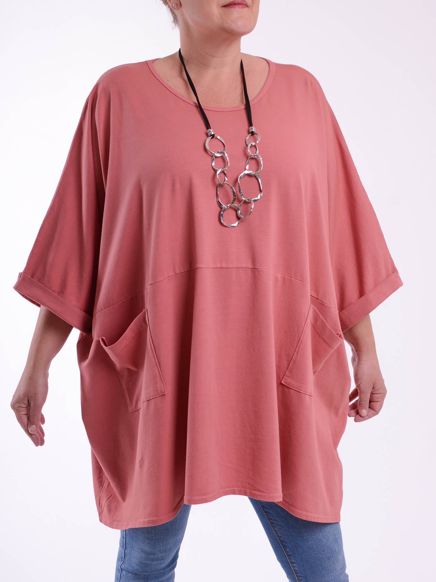 Lagenlook Oversized Jersey Cotton Tunic -10077C PLAIN, Tops & Shirts, Pure Plus Clothing, Lagenlook Clothing, Plus Size Fashion, Over 50 Fashion