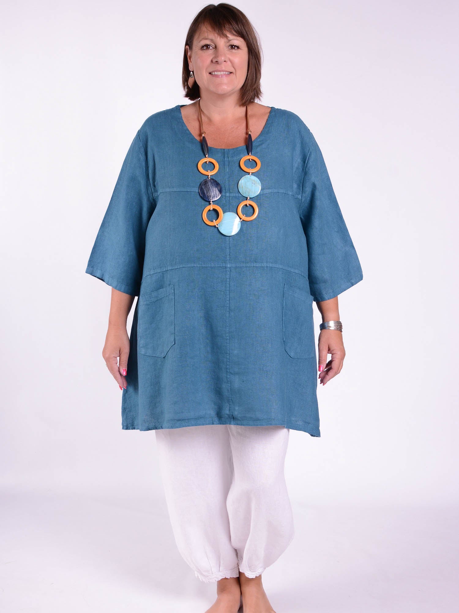Heavy Linen Tunic - 105151, Tops & Shirts, Pure Plus Clothing, Lagenlook Clothing, Plus Size Fashion, Over 50 Fashion