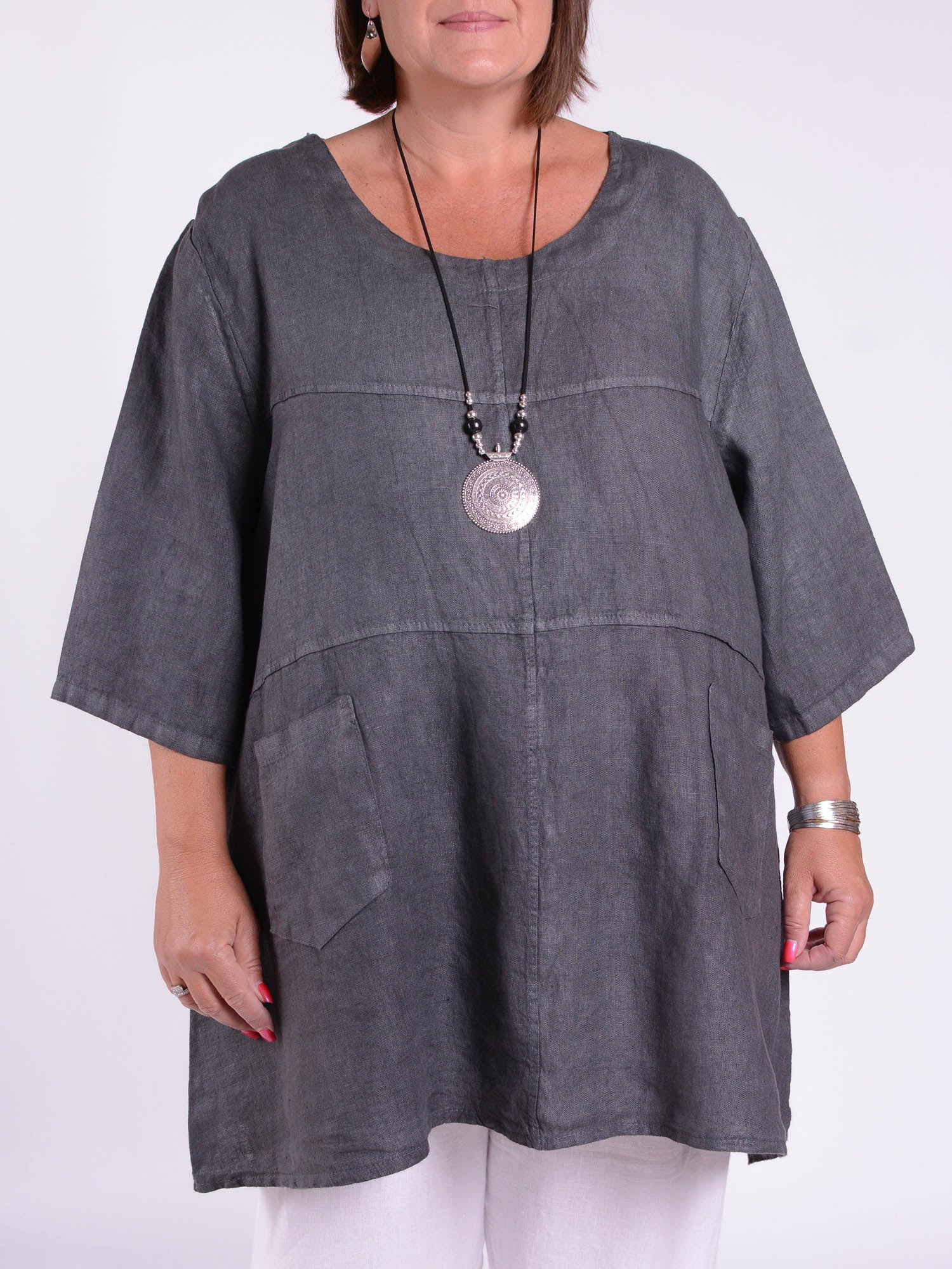 Heavy Linen Tunic - 105151, Tops & Shirts, Pure Plus Clothing, Lagenlook Clothing, Plus Size Fashion, Over 50 Fashion