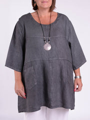 Heavy Linen Tunic - 105151, Tops & Shirts, Pure Plus Clothing, Lagenlook Clothing, Plus Size Fashion, Over 50 Fashion