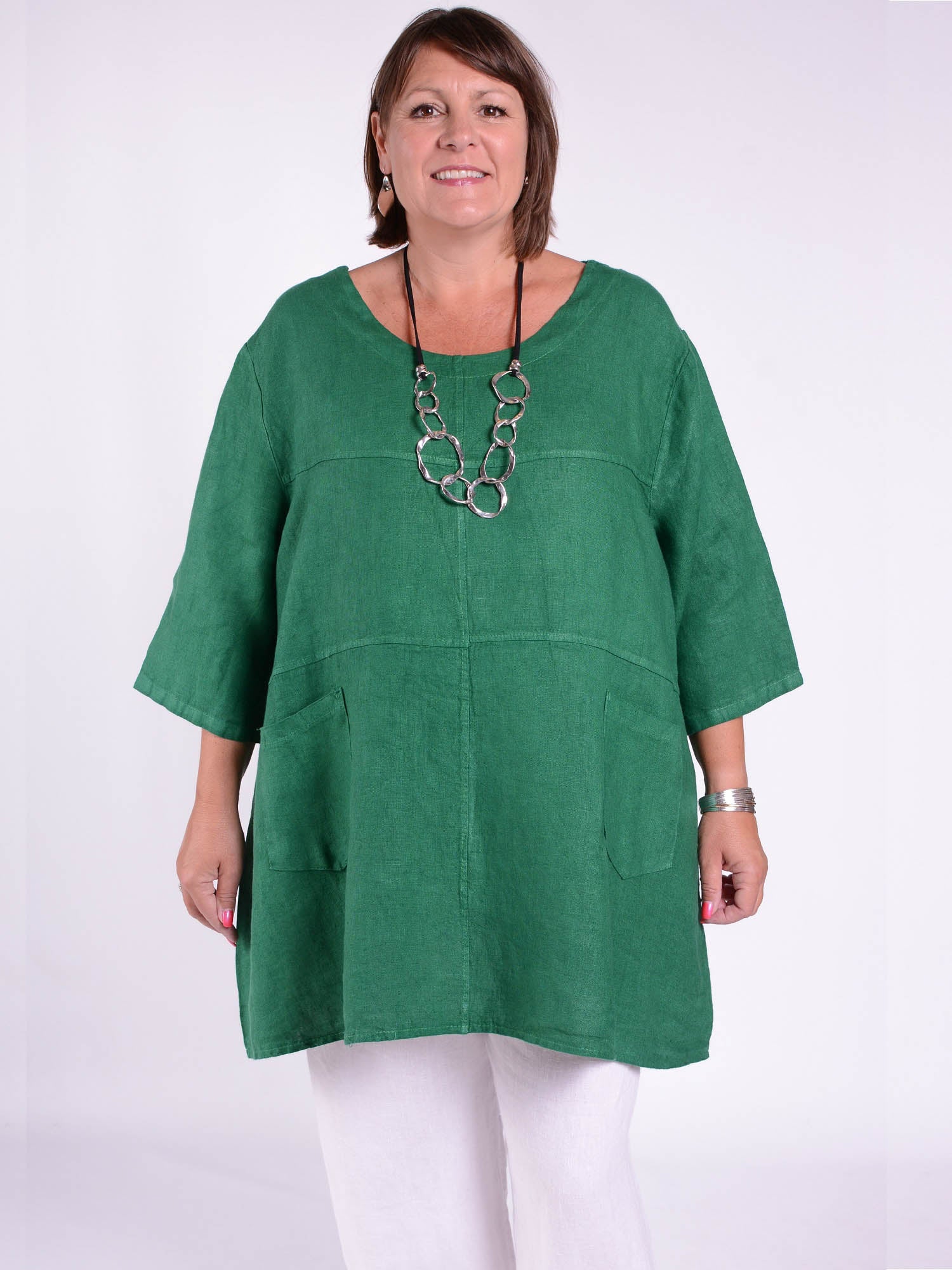Heavy Linen Tunic - 105151, Tops & Shirts, Pure Plus Clothing, Lagenlook Clothing, Plus Size Fashion, Over 50 Fashion