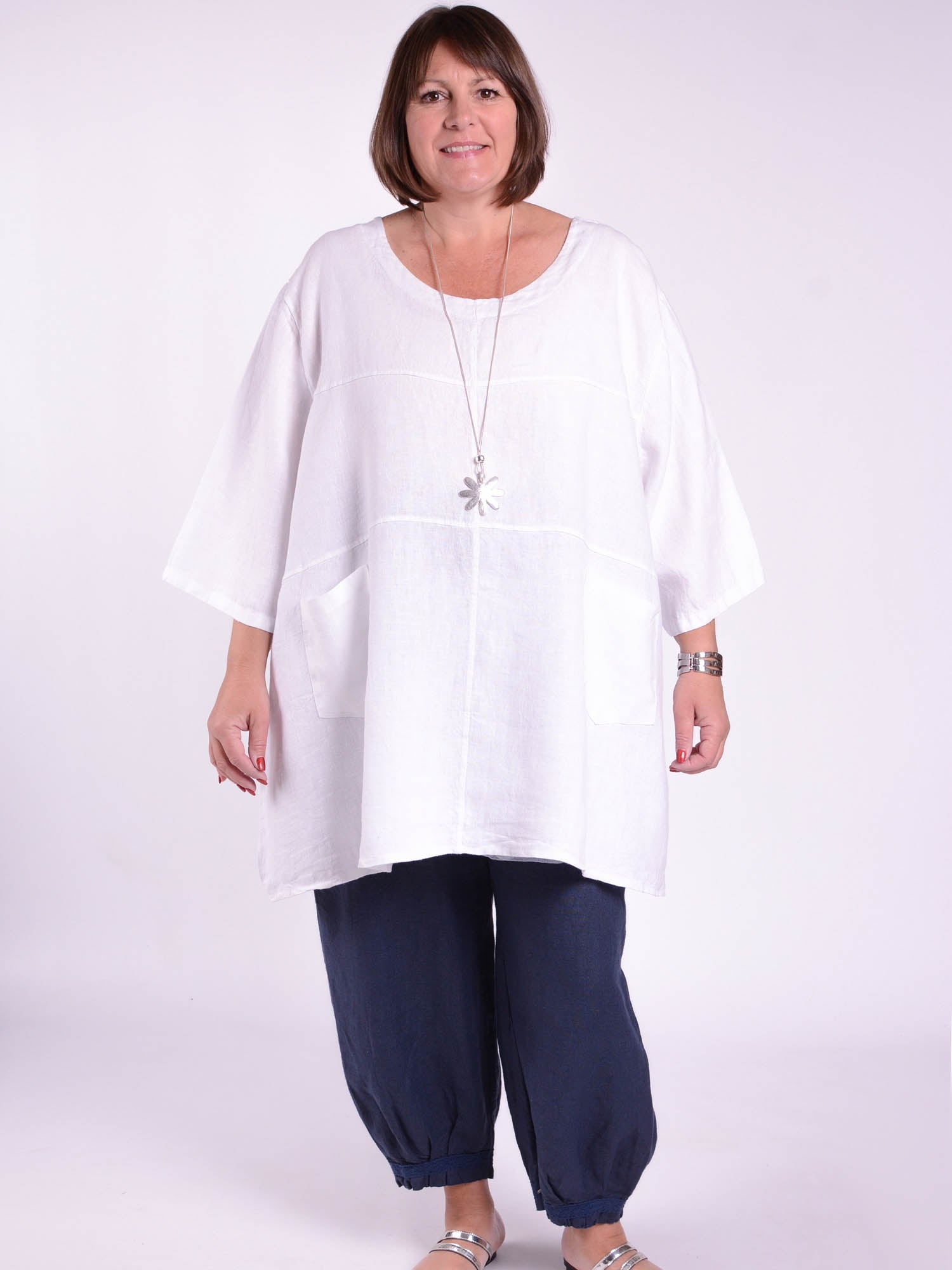 Heavy Linen Tunic - 105151, Tops & Shirts, Pure Plus Clothing, Lagenlook Clothing, Plus Size Fashion, Over 50 Fashion