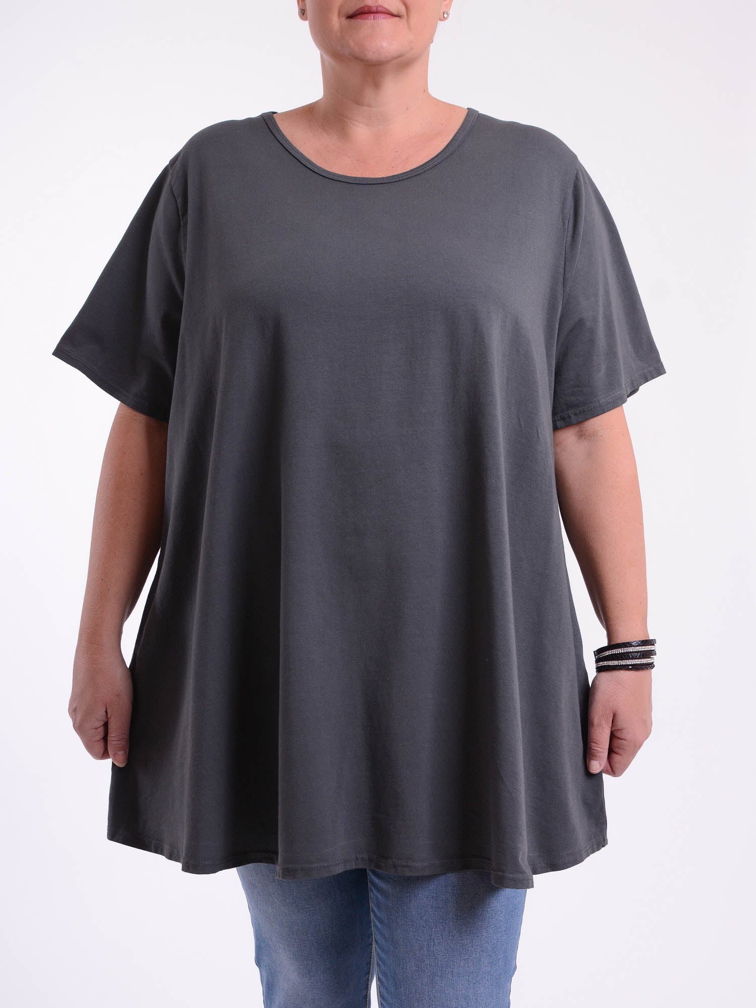 Basic Cotton Swing T Shirt - Round Neck 10516, Tops & Shirts, Pure Plus Clothing, Lagenlook Clothing, Plus Size Fashion, Over 50 Fashion