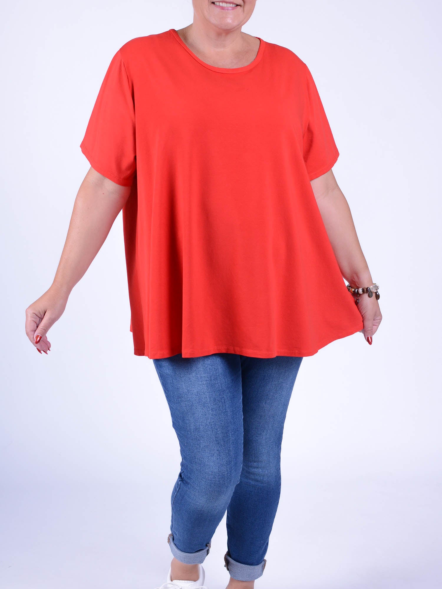 Basic Cotton Swing T Shirt - Round Neck 10516, Tops & Shirts, Pure Plus Clothing, Lagenlook Clothing, Plus Size Fashion, Over 50 Fashion