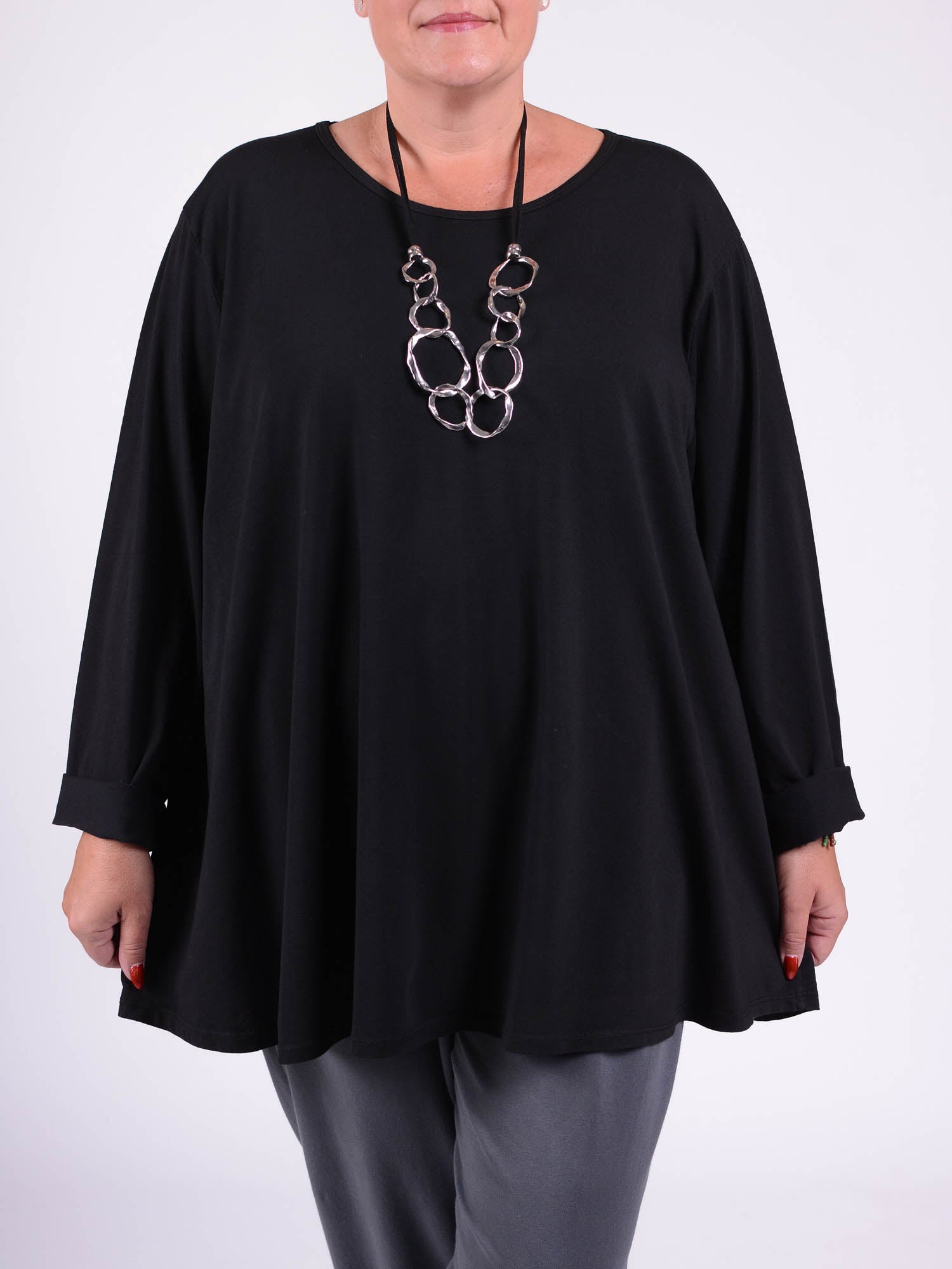 Cotton Swing Top - Round Neck 20516 LONG SLEEVE, Tops & Shirts, Pure Plus Clothing, Lagenlook Clothing, Plus Size Fashion, Over 50 Fashion