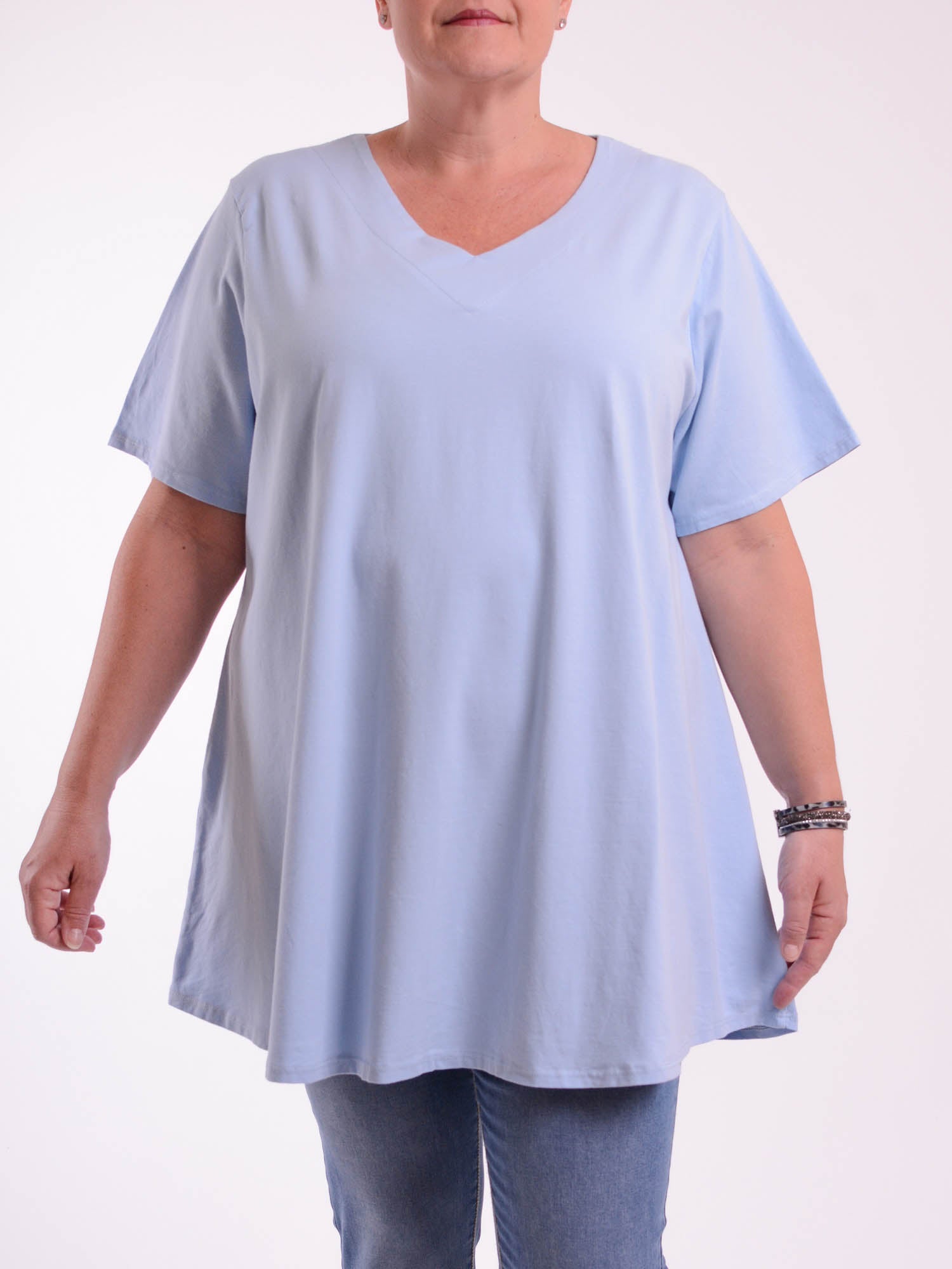 Basic Cotton Swing T Shirt - V Neck 10520, Tops & Shirts, Pure Plus Clothing, Lagenlook Clothing, Plus Size Fashion, Over 50 Fashion