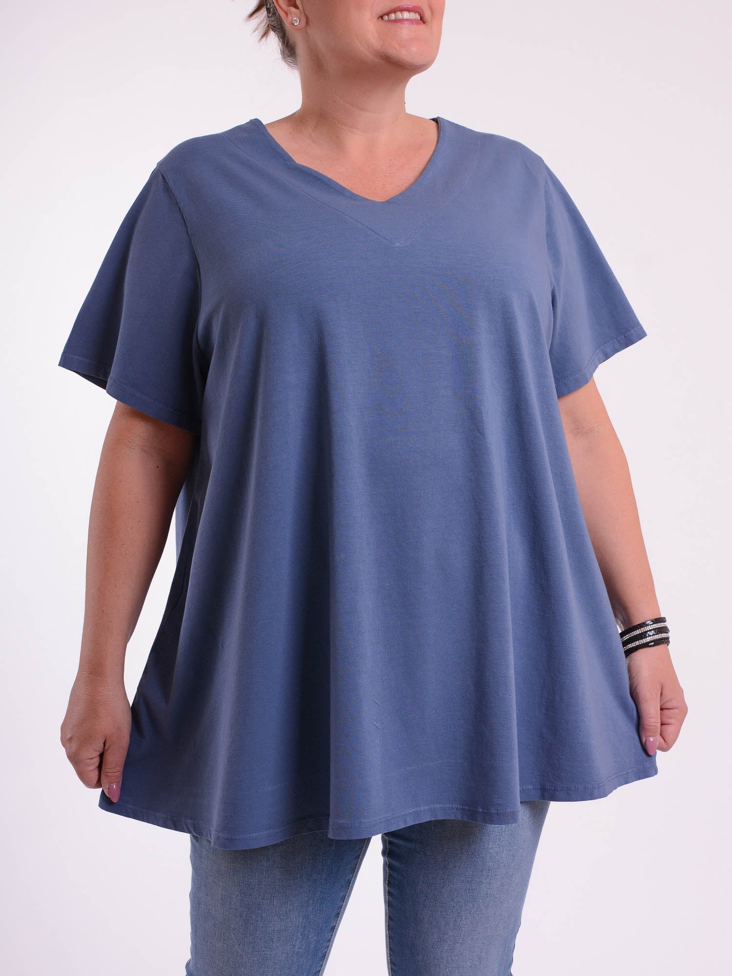 Basic Cotton Swing T Shirt - V Neck 10520, Tops & Shirts, Pure Plus Clothing, Lagenlook Clothing, Plus Size Fashion, Over 50 Fashion