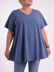 Basic Cotton Swing T Shirt - V Neck 10520, Tops & Shirts, Pure Plus Clothing, Lagenlook Clothing, Plus Size Fashion, Over 50 Fashion