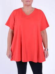 Basic Cotton Swing T Shirt - V Neck 10520, Tops & Shirts, Pure Plus Clothing, Lagenlook Clothing, Plus Size Fashion, Over 50 Fashion