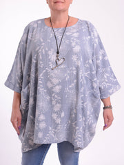 Lagenlook Oversized Cotton Tunic - 10077 FLORAL, Tops & Shirts, Pure Plus Clothing, Lagenlook Clothing, Plus Size Fashion, Over 50 Fashion