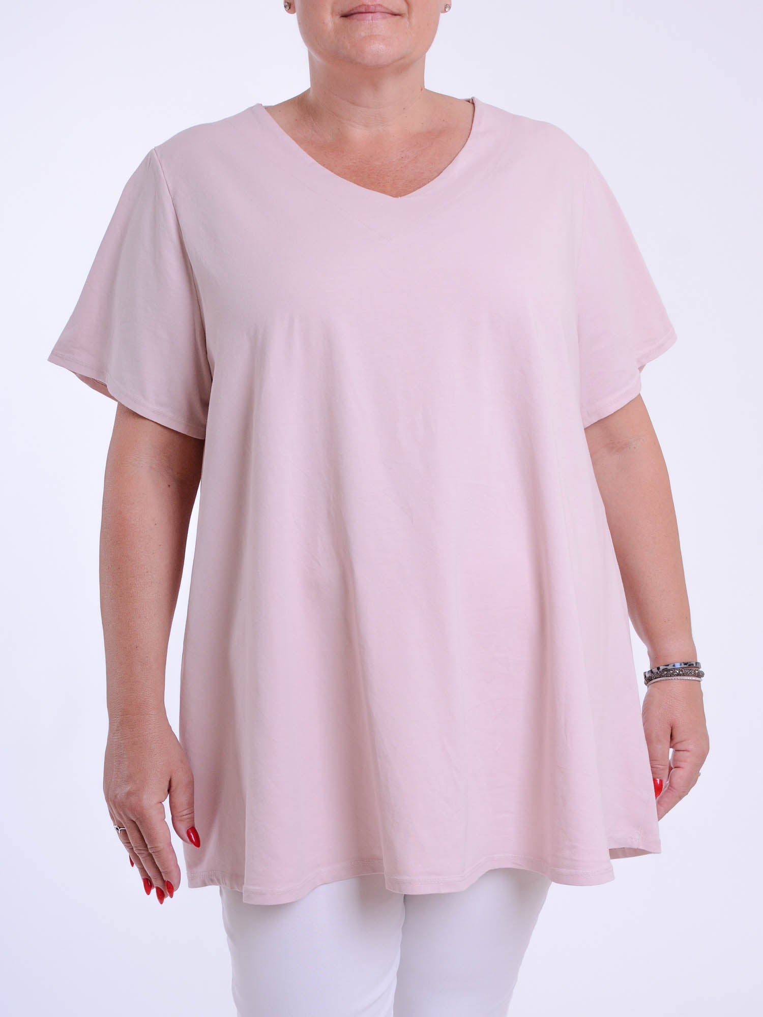 Basic Cotton Swing T Shirt - V Neck 10520, Tops & Shirts, Pure Plus Clothing, Lagenlook Clothing, Plus Size Fashion, Over 50 Fashion