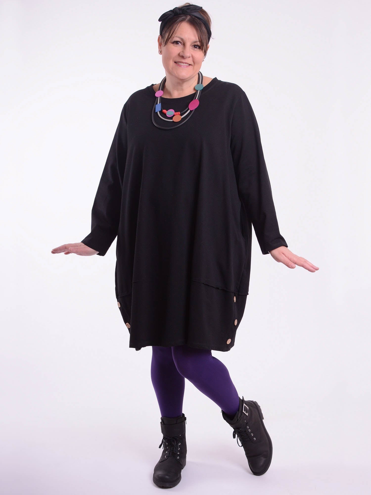 Lagenlook Buttoned Hem Dress - 10667, Dresses, Pure Plus Clothing, Lagenlook Clothing, Plus Size Fashion, Over 50 Fashion