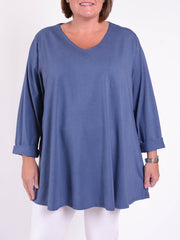 Cotton Swing Top - V Neck 20520 LONG SLEEVE, Tops & Shirts, Pure Plus Clothing, Lagenlook Clothing, Plus Size Fashion, Over 50 Fashion