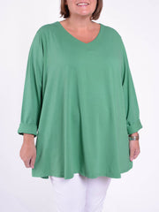 Cotton Swing Top - V Neck 20520 LONG SLEEVE, Tops & Shirts, Pure Plus Clothing, Lagenlook Clothing, Plus Size Fashion, Over 50 Fashion