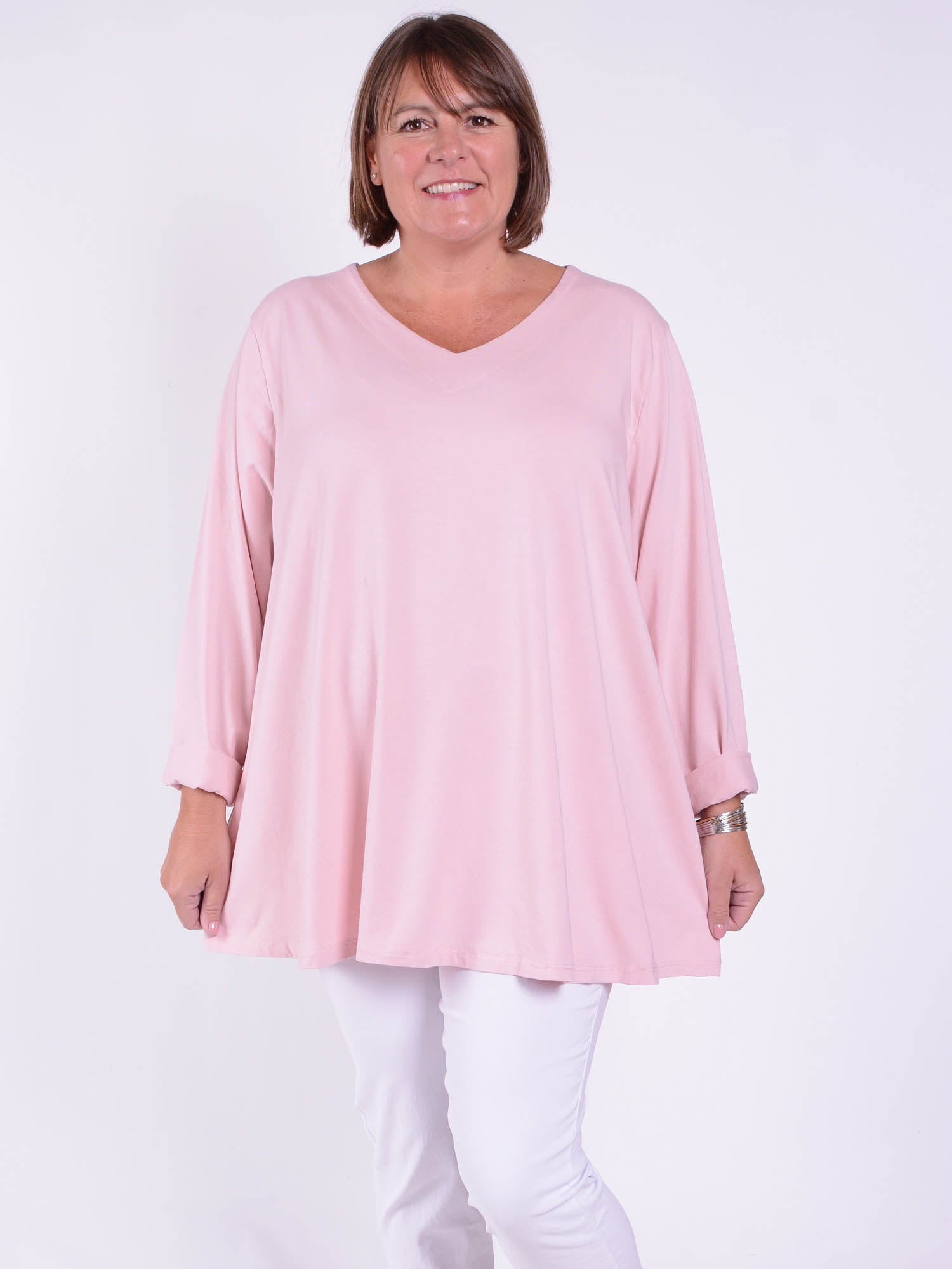 Cotton Swing Top - V Neck 20520 LONG SLEEVE, Tops & Shirts, Pure Plus Clothing, Lagenlook Clothing, Plus Size Fashion, Over 50 Fashion
