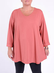 Cotton Swing Top - V Neck 20520 LONG SLEEVE, Tops & Shirts, Pure Plus Clothing, Lagenlook Clothing, Plus Size Fashion, Over 50 Fashion