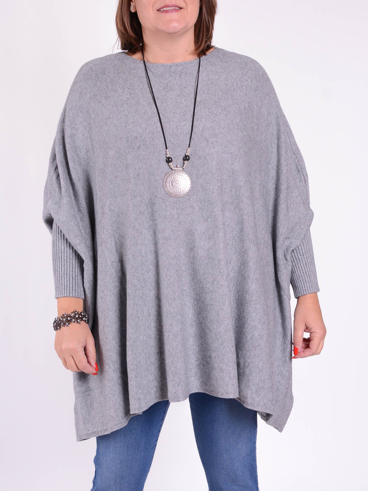 Soft Knit Batwing Sleeve Jumper  - 2700, Jumpers & Cardigans, Pure Plus Clothing, Lagenlook Clothing, Plus Size Fashion, Over 50 Fashion
