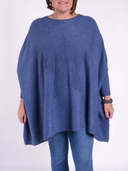 Soft Knit Batwing Sleeve Jumper with Star design - 3600, Jumpers & Cardigans, Pure Plus Clothing, Lagenlook Clothing, Plus Size Fashion, Over 50 Fashion