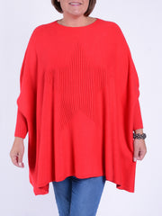 Soft Knit Batwing Sleeve Jumper with Star design - 3600, Jumpers & Cardigans, Pure Plus Clothing, Lagenlook Clothing, Plus Size Fashion, Over 50 Fashion
