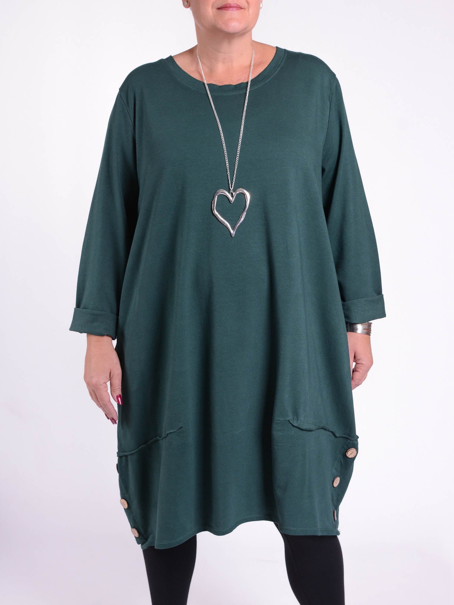Lagenlook Buttoned Hem Dress - 10667, Dresses, Pure Plus Clothing, Lagenlook Clothing, Plus Size Fashion, Over 50 Fashion